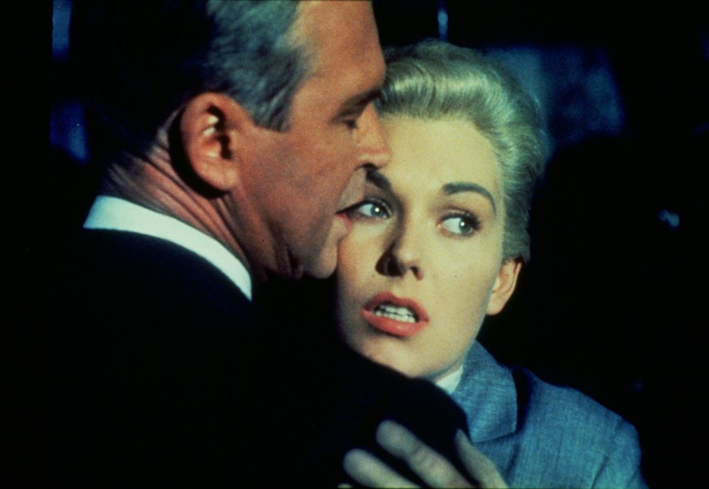 Jimmy Stewart and Kim Novak in Vertigo