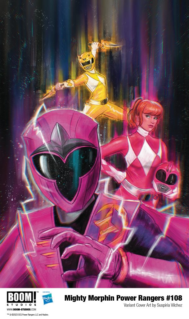 'Mighty Morphin Power Rangers #108' variant cover art by Suspiria Vilchez.