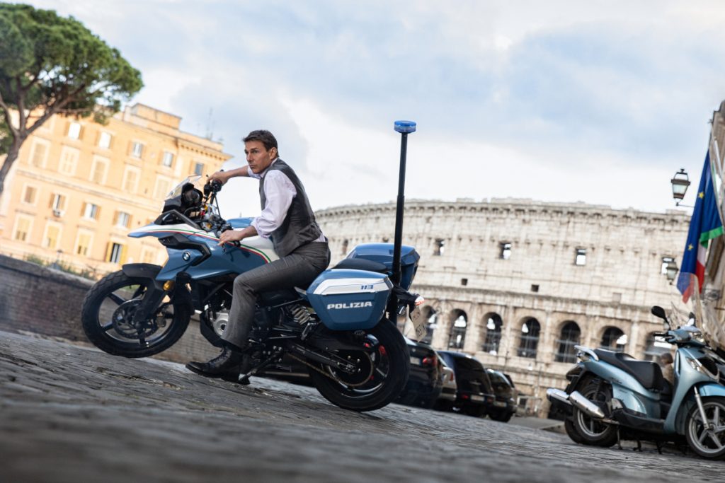 Tom Cruise on a motorcycle for Mission: Impossible Dead Reckoning