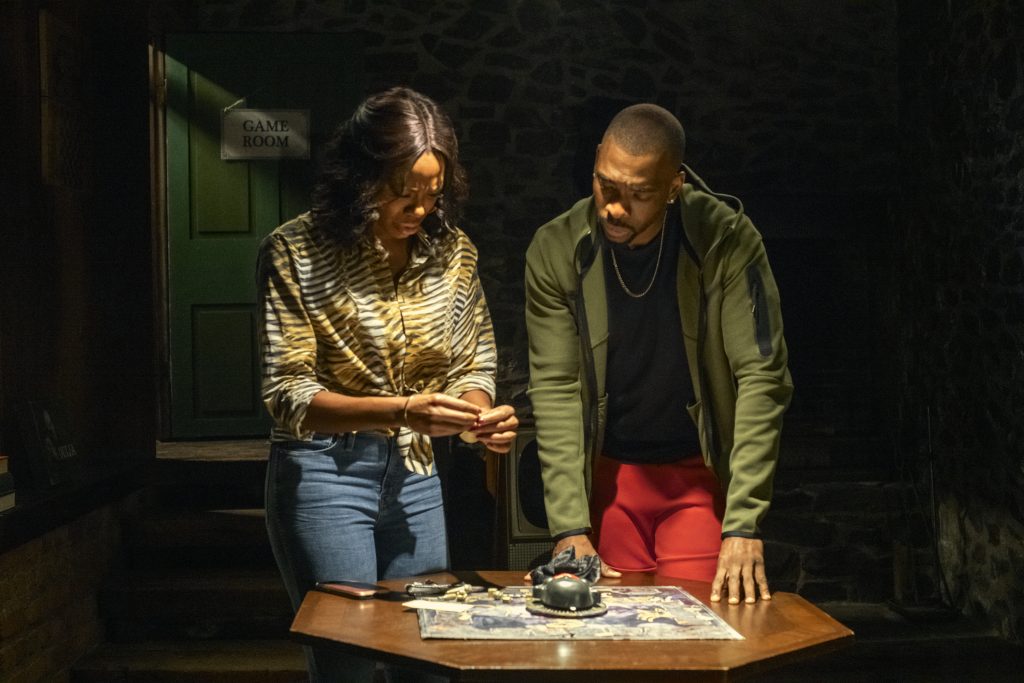 Yvonne Orji as Morgan and Jay Pharaoh as Shawn in The Blackening. Photo Credit: Glen Wilson