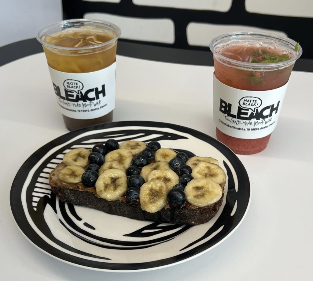 BLEACH x Matte Black Coffee Collab menu items.