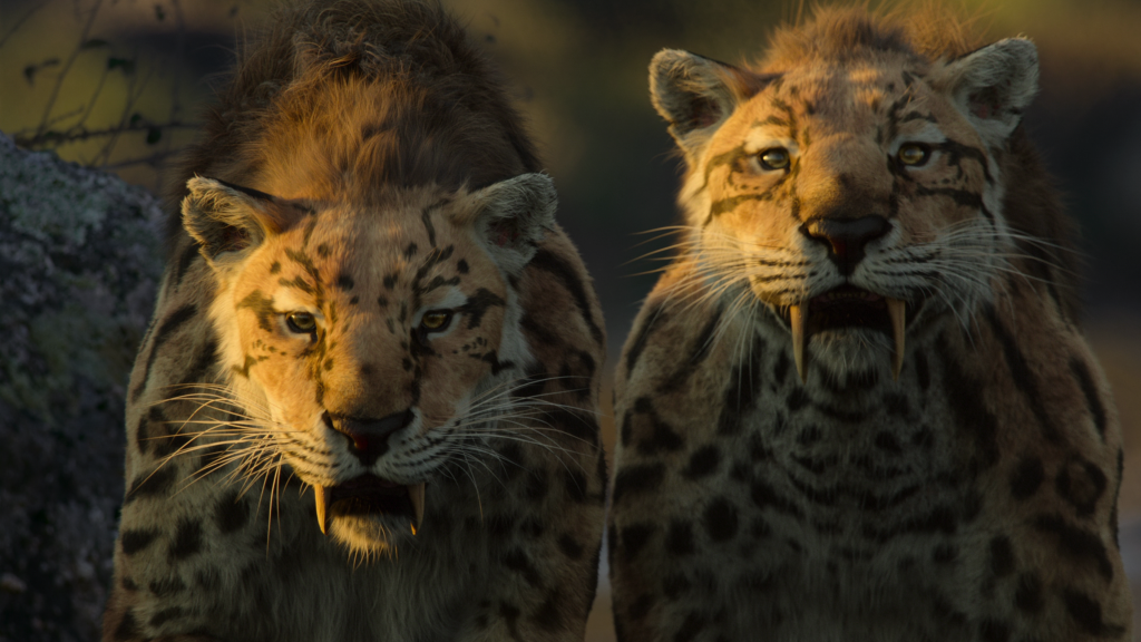 Life on Our Planet first look photo 3 featuring saber-toothed tigers.