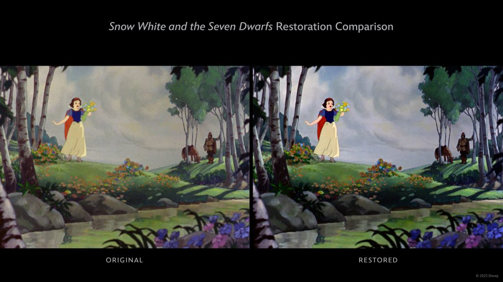 Snow White and the Seven Dwarves restoration comparison.