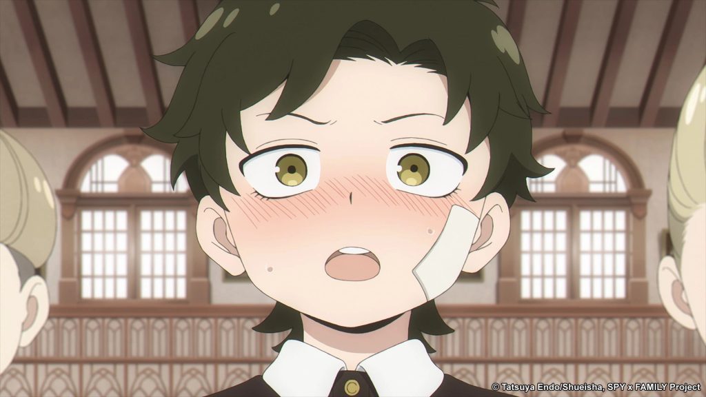 Spy x Family anime screenshot depicting a blushing Damian.