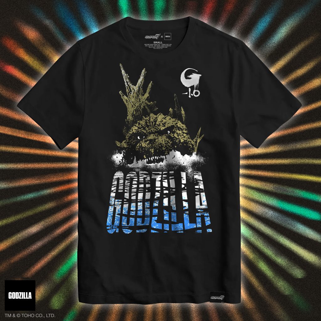 Godzilla Minus One ocean tee graphic.