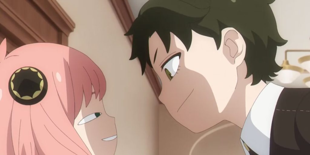 Spy x Family anime screenshot showing a smirking Damian looming over a smirking Anya.