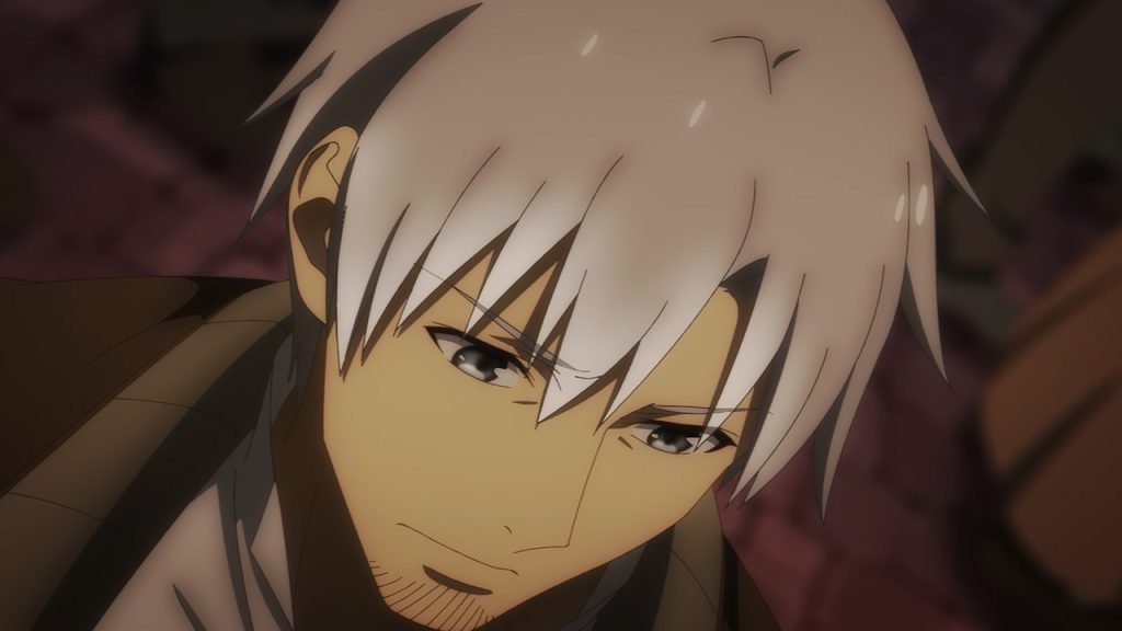 Spice and Wolf: MERCHANT MEETS THE WISE WOLF Ep. 17 "Traveling Merchant's Shallow Thinking and Town Merchant's Signboard" screenshot showing Kraft looking troubled.