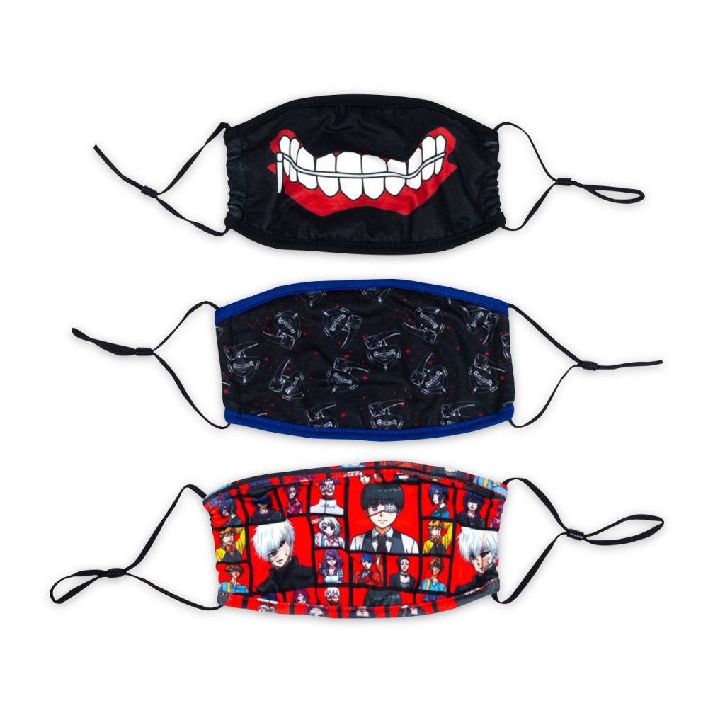 Tokyo Ghoul - 3 Pack Adjustable Face Masks.