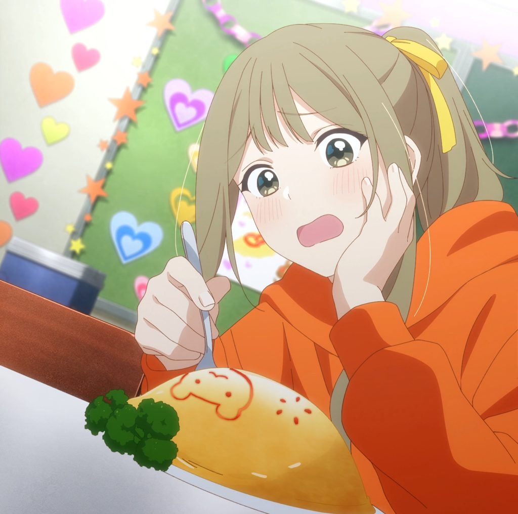 Senpai is an Otokonoko Ep. 6 "I've Got to Decide" screenshot showing Makoto staring at an adorable omelette in awe.