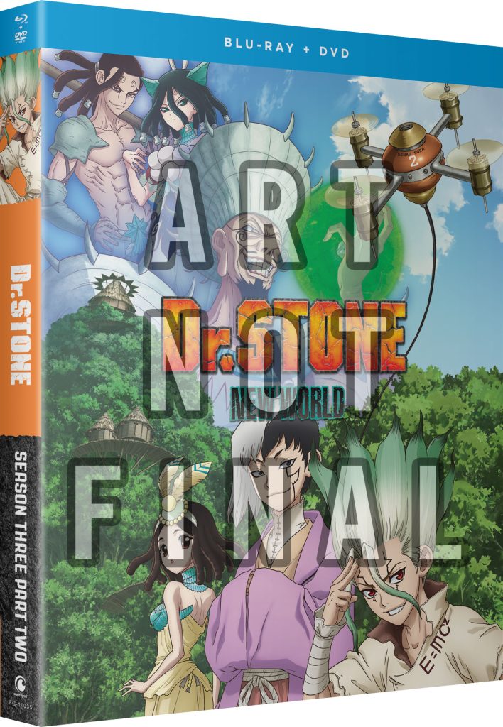 Dr. STONE NEW WORLD Part 2 – Blu-ray/DVD Combo front mock art not final.