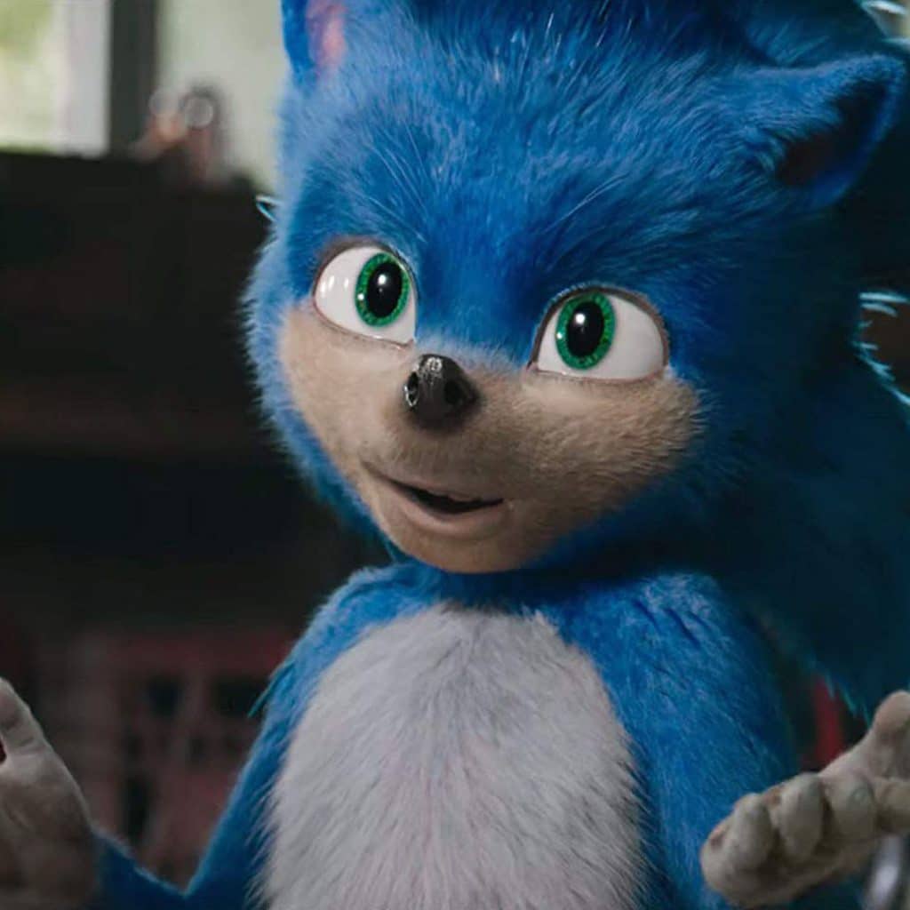 Sonic's original creepy design in the first movie.